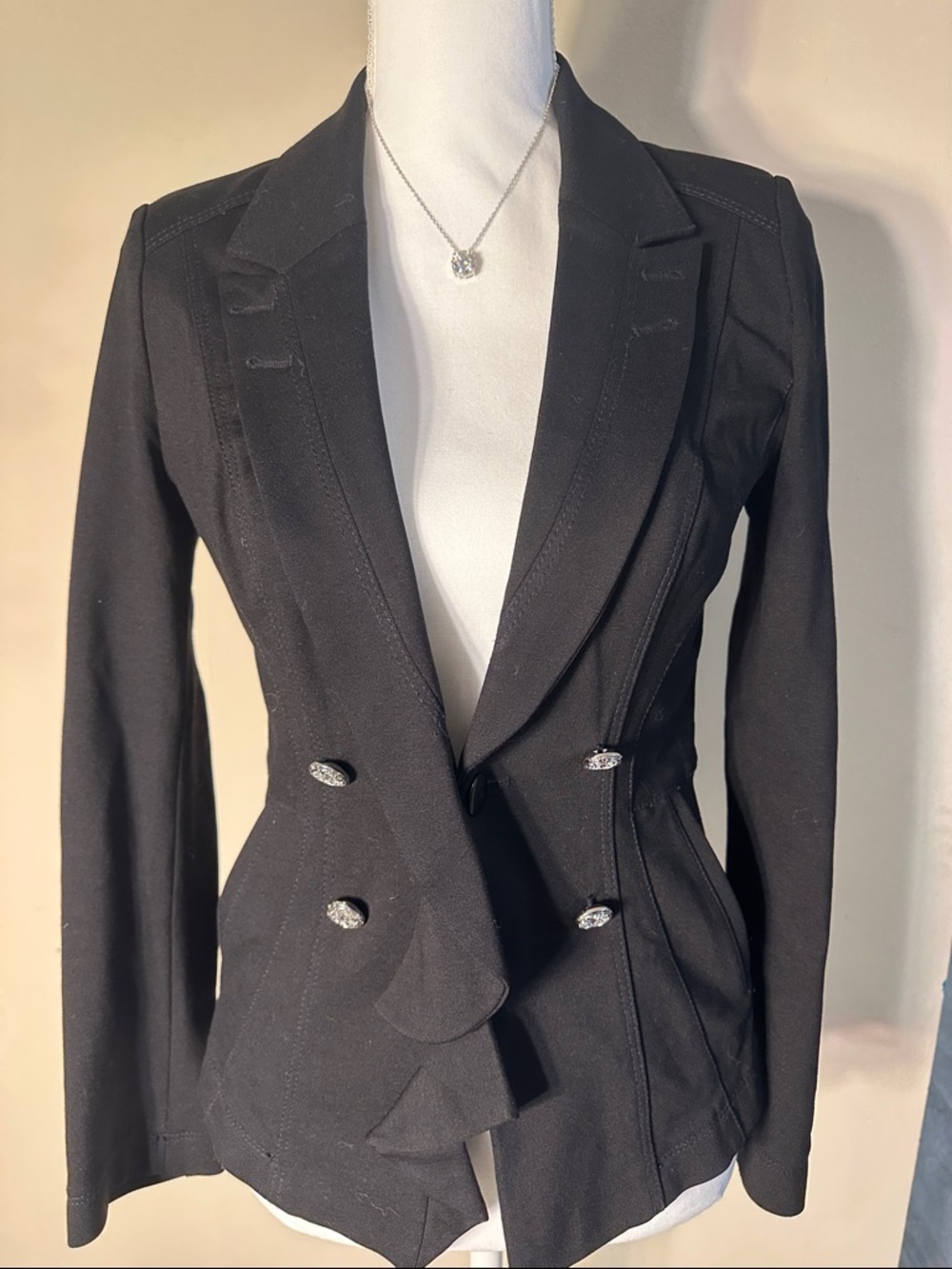 White House Black Market Black Double-Breasted Tailored Blazer